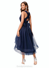 Load image into Gallery viewer, Aleena A-line Halter One Shoulder V-Neck Asymmetrical Tulle Cocktail Dress HDOP0022254