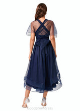 Load image into Gallery viewer, Aleena A-line Halter One Shoulder V-Neck Asymmetrical Tulle Cocktail Dress HDOP0022254