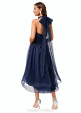 Load image into Gallery viewer, Aleena A-line Halter One Shoulder V-Neck Asymmetrical Tulle Cocktail Dress HDOP0022254