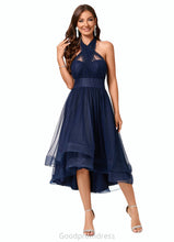 Load image into Gallery viewer, Aleena A-line Halter One Shoulder V-Neck Asymmetrical Tulle Cocktail Dress HDOP0022254