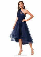 Load image into Gallery viewer, Aleena A-line Halter One Shoulder V-Neck Asymmetrical Tulle Cocktail Dress HDOP0022254