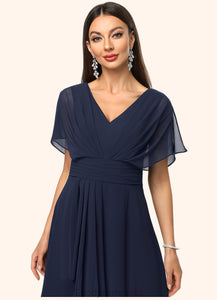 Adalyn A-line V-Neck Asymmetrical Chiffon Cocktail Dress With Cascading Ruffles HDOP0022263