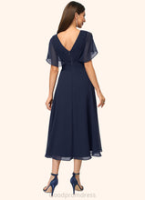 Load image into Gallery viewer, Adalyn A-line V-Neck Asymmetrical Chiffon Cocktail Dress With Cascading Ruffles HDOP0022263