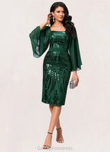 Load image into Gallery viewer, Marisol Sheath/Column Square Knee-Length Chiffon Lace Sequin Cocktail Dress HDOP0022281