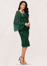 Load image into Gallery viewer, Marisol Sheath/Column Square Knee-Length Chiffon Lace Sequin Cocktail Dress HDOP0022281