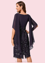 Load image into Gallery viewer, Rosa Sheath/Column Cowl Knee-Length Chiffon Lace Cocktail Dress With Ruffle Sequins HDOP0022287