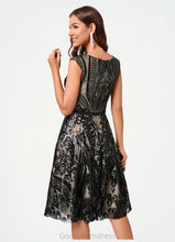 Load image into Gallery viewer, Abril A-line V-Neck Knee-Length Lace Sequin Cocktail Dress With Sequins HDOP0022289