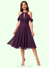 Load image into Gallery viewer, Kiley A-line Cold Shoulder Scoop Knee-Length Chiffon Cocktail Dress With Ruffle HDOP0022302