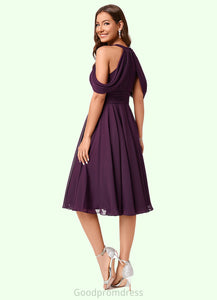 Kiley A-line Cold Shoulder Scoop Knee-Length Chiffon Cocktail Dress With Ruffle HDOP0022302