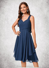 Load image into Gallery viewer, Mallory A-line V-Neck Knee-Length Chiffon Cocktail Dress HDOP0022303