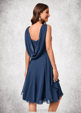 Load image into Gallery viewer, Mallory A-line V-Neck Knee-Length Chiffon Cocktail Dress HDOP0022303