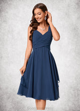 Load image into Gallery viewer, Mallory A-line V-Neck Knee-Length Chiffon Cocktail Dress HDOP0022303