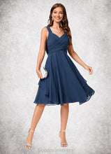 Load image into Gallery viewer, Mallory A-line V-Neck Knee-Length Chiffon Cocktail Dress HDOP0022303