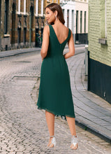 Load image into Gallery viewer, Maureen A-line V-Neck Tea-Length Chiffon Cocktail Dress HDOP0022304