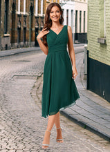 Load image into Gallery viewer, Maureen A-line V-Neck Tea-Length Chiffon Cocktail Dress HDOP0022304