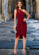 Load image into Gallery viewer, Ida Sheath/Column One Shoulder Asymmetrical Stretch Crepe Cocktail Dress With Ruffle HDOP0022308