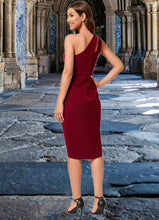 Load image into Gallery viewer, Ida Sheath/Column One Shoulder Asymmetrical Stretch Crepe Cocktail Dress With Ruffle HDOP0022308