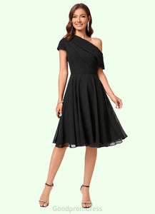 Kinley A-line One Shoulder Knee-Length Chiffon Cocktail Dress With Ruffle HDOP0022309