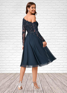 Kassandra A-line One Shoulder Knee-Length Chiffon Lace Sequin Cocktail Dress With Sequins HDOP0022310