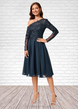 Load image into Gallery viewer, Kassandra A-line One Shoulder Knee-Length Chiffon Lace Sequin Cocktail Dress With Sequins HDOP0022310