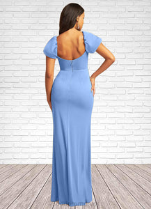 Paityn Mermaid Convertible Mesh Floor-Length Dress Steel Blue HDOP0022733