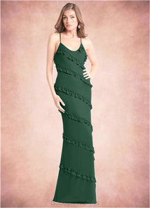 Abbey Mermaid Mesh Floor-Length Dress Dark Green HDOP0022739