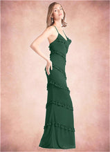 Load image into Gallery viewer, Abbey Mermaid Mesh Floor-Length Dress Dark Green HDOP0022739