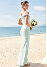 Load image into Gallery viewer, Trumpet/Mermaid Off-the-Shoulder Sleeveless Floor-Length Stretch Crepe Bridesmaid Dresses with Split Olympia HDOP0025274