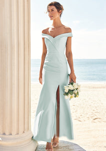 Trumpet/Mermaid Off-the-Shoulder Sleeveless Floor-Length Stretch Crepe Bridesmaid Dresses with Split Olympia HDOP0025274