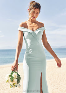 Trumpet/Mermaid Off-the-Shoulder Sleeveless Floor-Length Stretch Crepe Bridesmaid Dresses with Split Olympia HDOP0025274