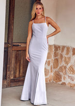 Load image into Gallery viewer, Trumpet/Mermaid Square Neckline Sleeveless Floor-Length Stretch Crepe Bridesmaid Dresses with Bowknot Split Kendall HDOP0025300