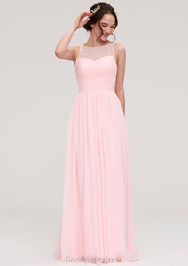 Sleeveless Chiffon A-line/Princess Long/Floor-Length Wedding Party Bridesmaid Dresses With Pleated Lace Adriana HDOP0025332