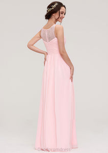 Sleeveless Chiffon A-line/Princess Long/Floor-Length Wedding Party Bridesmaid Dresses With Pleated Lace Adriana HDOP0025332