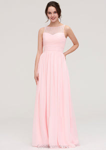 Sleeveless Chiffon A-line/Princess Long/Floor-Length Wedding Party Bridesmaid Dresses With Pleated Lace Adriana HDOP0025332