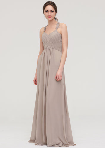 Sleeveless Sweetheart Long/Floor-Length Chiffon A-line/Princess Bridesmaid Dresses With Pleated Lace Alexis HDOP0025457