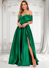 Load image into Gallery viewer, Joselyn Ball-Gown/Princess Off the Shoulder Floor-Length Satin Prom Dresses HDOP0025871