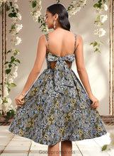 Load image into Gallery viewer, Madeleine A-line Square Knee-Length Jacquard Homecoming Dress With Bow HDOP0025687