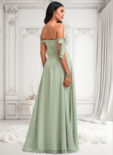 Load image into Gallery viewer, Leah A-line Cowl Floor-Length Chiffon Bridesmaid Dress With Bow HDOP0025738