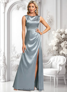 Rayna A-line Scoop Cowl Floor-Length Stretch Satin Prom Dresses HDOP0025878