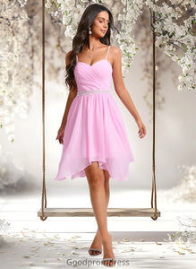 Mallory A-line Sweetheart Asymmetrical Chiffon Homecoming Dress With Beading HDOP0025690