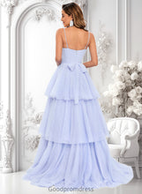 Load image into Gallery viewer, Rosie Ball-Gown/Princess Sweetheart Sweep Train Tulle Prom Dresses With Bow HDOP0025843