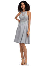 Load image into Gallery viewer, Carolina A-line Scoop Knee-Length Chiffon Lace Cocktail Dress With Sequins HDOP0020893