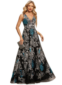 Savannah A-line V-Neck Floor-Length Lace Evening Dress HDOP0020823