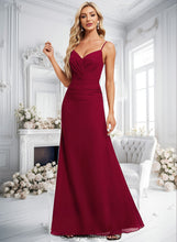 Load image into Gallery viewer, Lyla Trumpet/Mermaid V-Neck Floor-Length Chiffon Bridesmaid Dress HDOP0025825