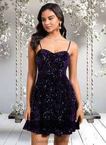 Shyla A-line Sweetheart Short Sequin Homecoming Dress HDOP0025649