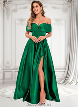 Load image into Gallery viewer, Joselyn Ball-Gown/Princess Off the Shoulder Floor-Length Satin Prom Dresses HDOP0025871