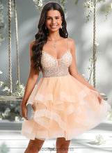 Load image into Gallery viewer, Annie Ball-Gown/Princess V-Neck Short Tulle Homecoming Dress With Beading Sequins HDOP0025646