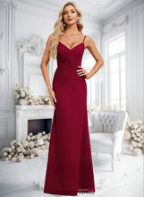 Load image into Gallery viewer, Lyla Trumpet/Mermaid V-Neck Floor-Length Chiffon Bridesmaid Dress HDOP0025825