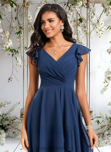 Load image into Gallery viewer, Paola A-line V-Neck Knee-Length Chiffon Homecoming Dress With Ruffle HDOP0025684