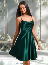 Load image into Gallery viewer, Anika A-line Cowl Short Stretch Satin Homecoming Dress HDOP0025664